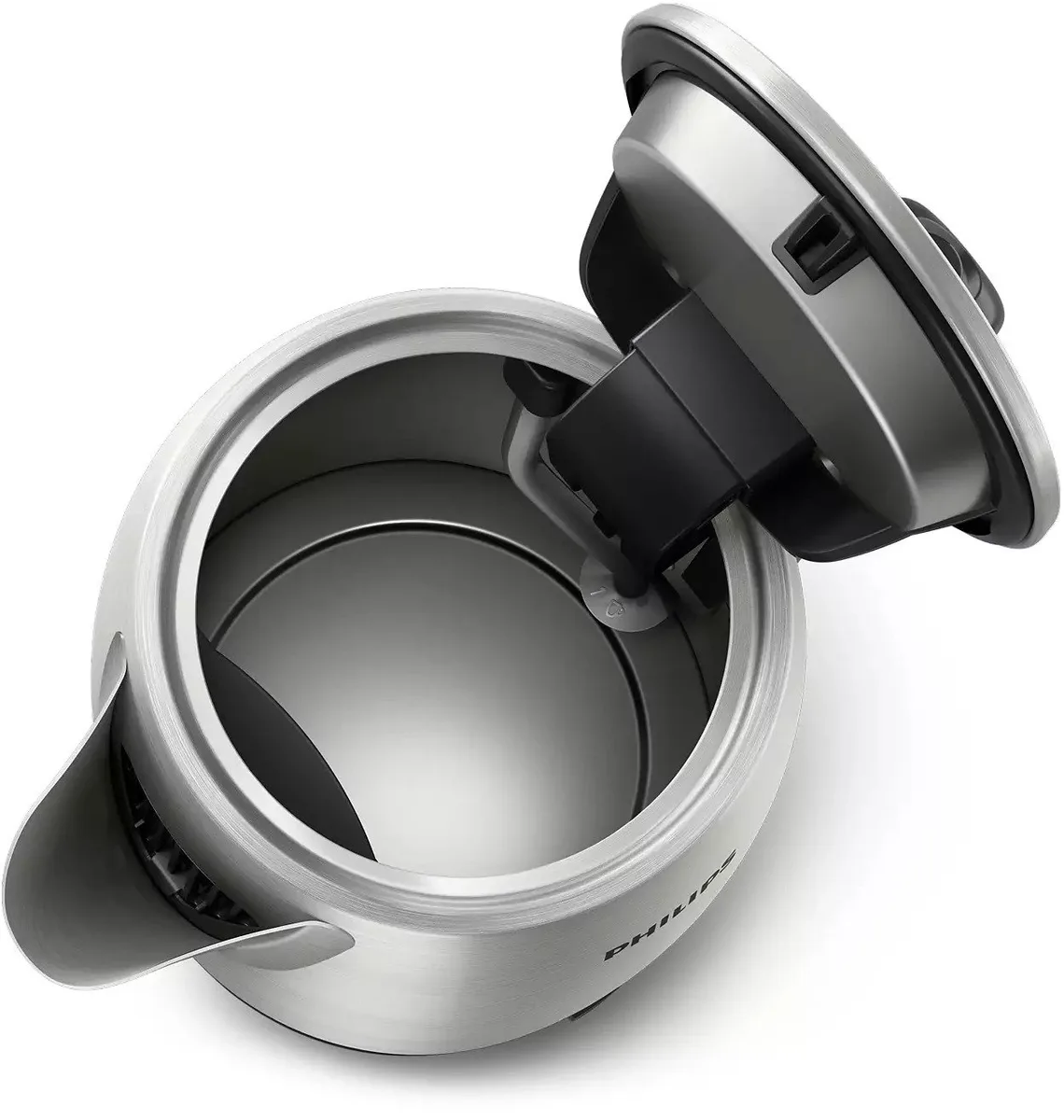 Электрочайник Philips Viva Series 17л с подсветкой LED, серебристый с черными элементами.
