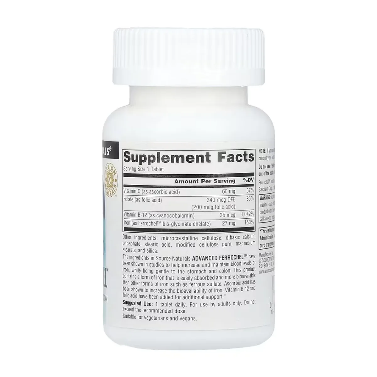 Advanced Ferrochel Source Naturals железо 27 мг 180 таблеток
