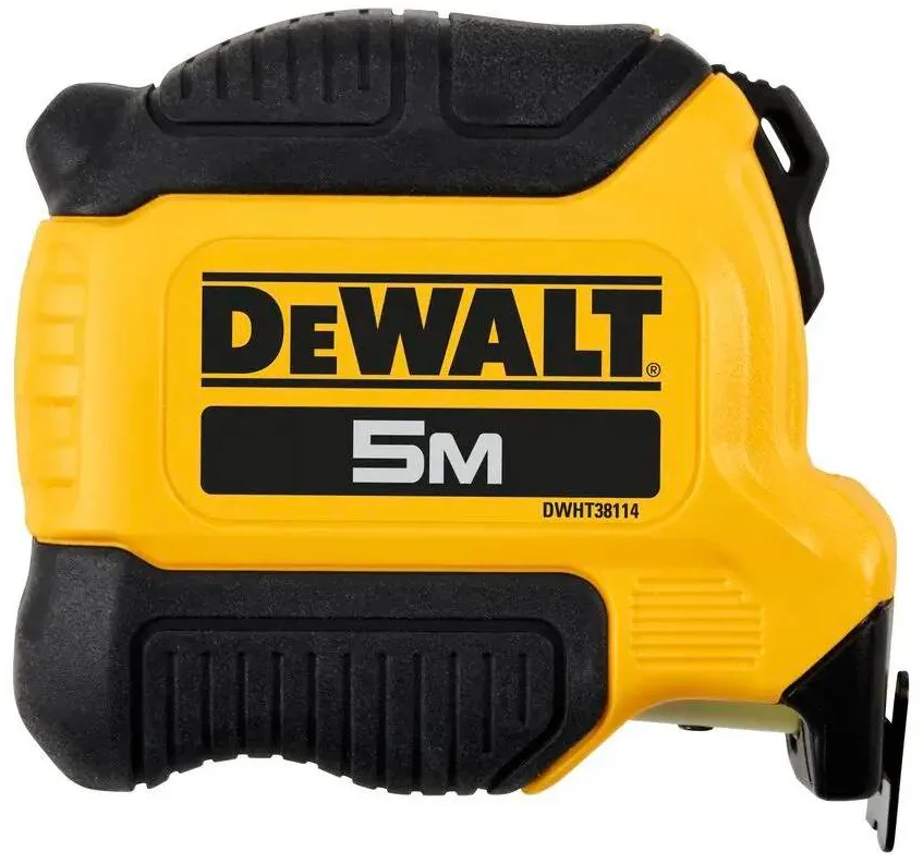 Рулетка DeWALT COMPACT, 5м х 28мм, с механизмом фиксации, изготовлена из АБС-пластика, с магнитным наконечником
