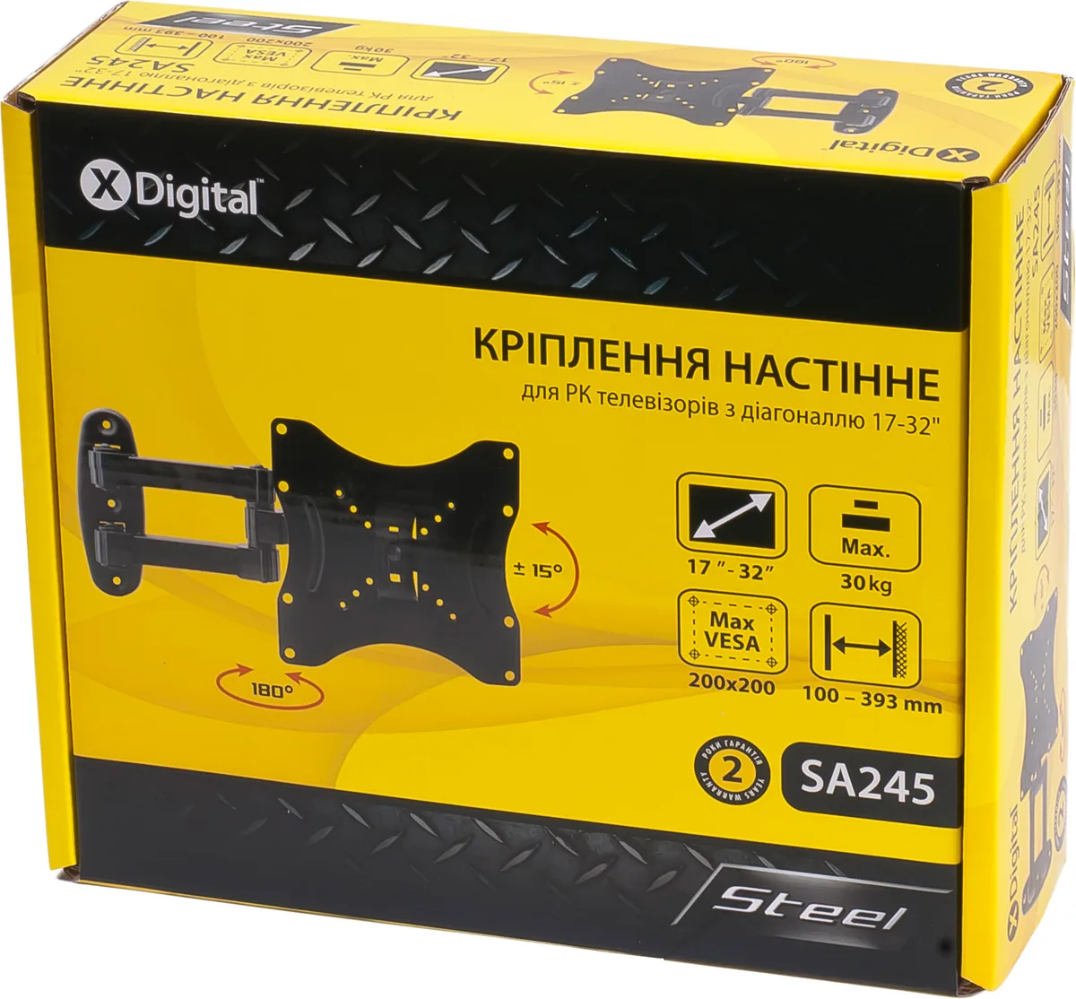 Настенный кронштейн X-Digital STEEL 17-32 дюйма Черный
