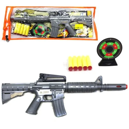 Игрушечный автомат GOLDEN GUN с поролоновыми патронами и мишенью для детей от 5 лет