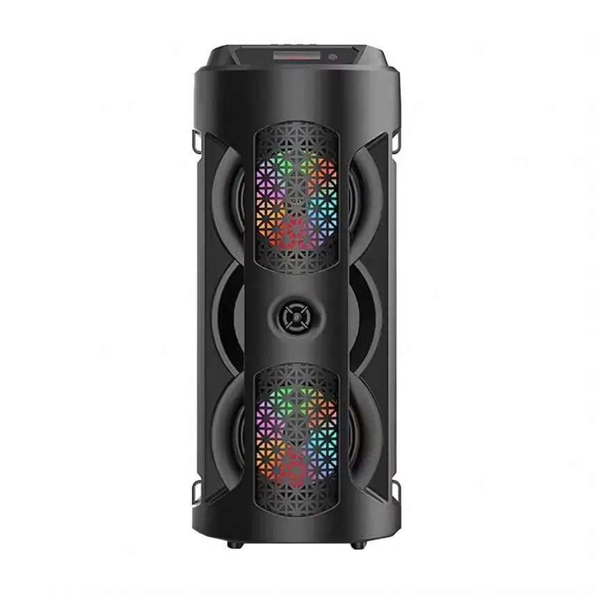 Портативна колонка Bluetooth 16W чорна 102мм з підсвічуванням та функцією караоке
