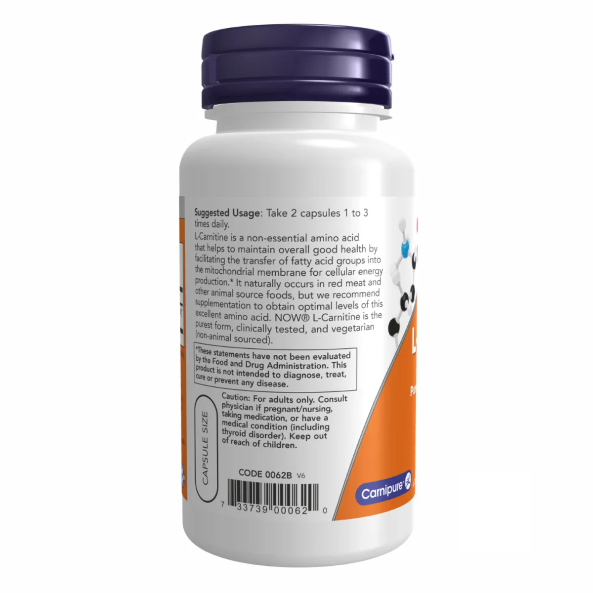 L-Carnitine 250mg NOW Foods вегетарианские капсулы 60 шт