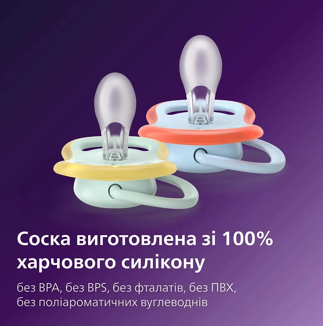 Пустышка Avent Ultra Air, 0-6 мес., 2 шт, дизайн для мальчиков.