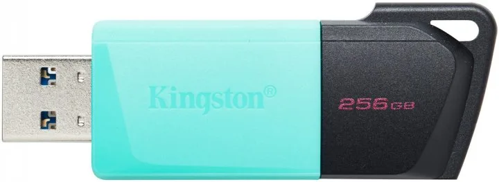 Flash Drive Kingston 256GB USB 3.2 Пластик Чорний Бірюзовий