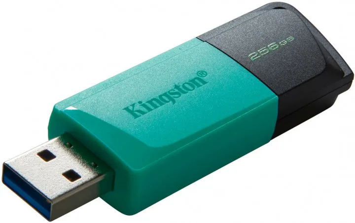 Flash Drive Kingston 256GB USB 3.2 Пластик Чорний Бірюзовий