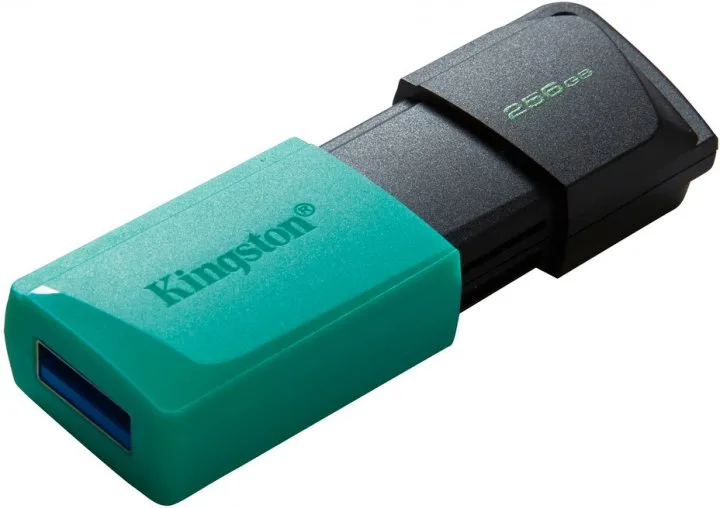 Flash Drive Kingston 256GB USB 3.2 Пластик Чорний Бірюзовий