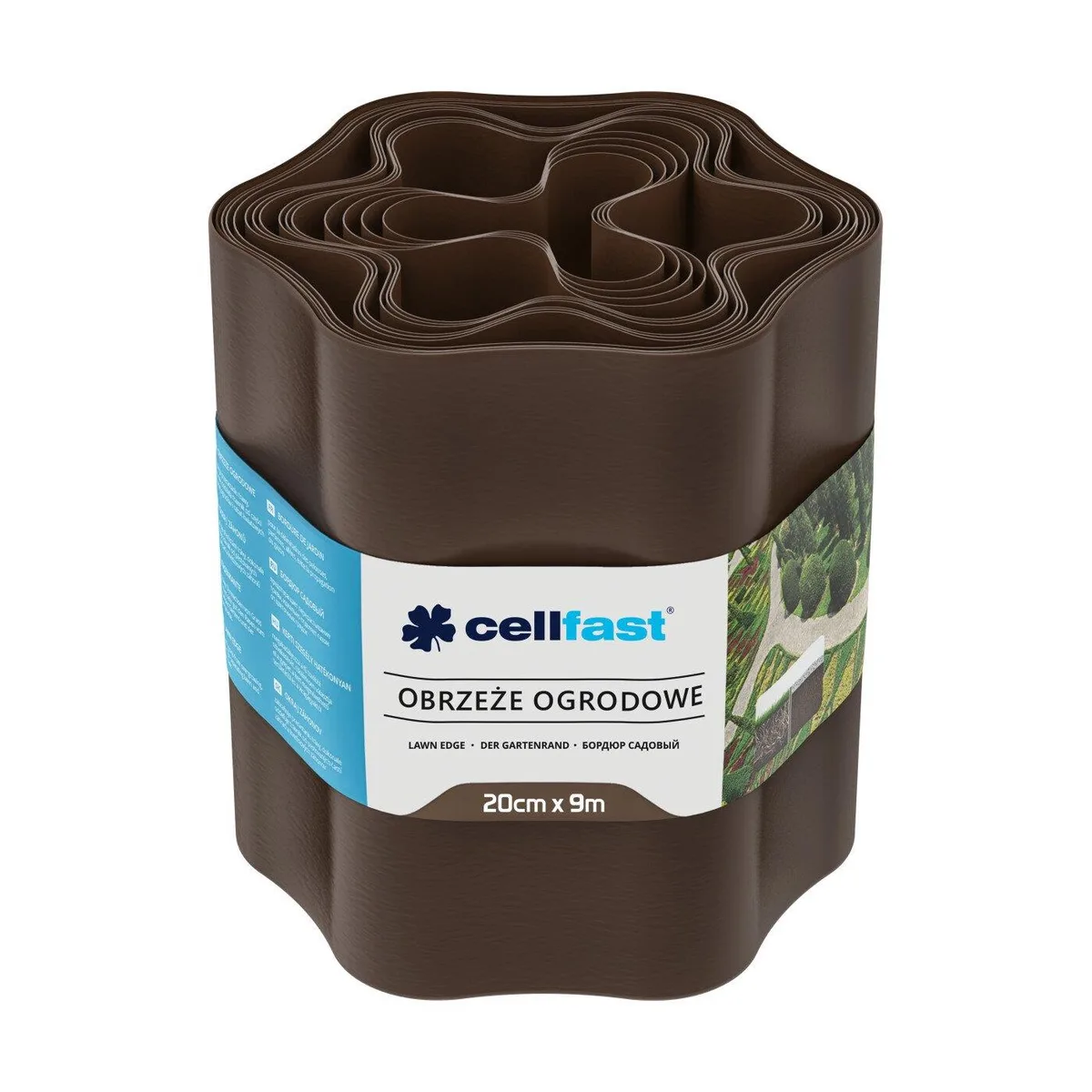 Газонна бордюрна стрічка Cellfast, хвиляста, 20 см x 9 м, коричневого кольору.