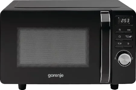 Мікрохвильова піч Gorenje, 20 л, електронне управління, 700 Вт, функція грилю, дисплей, чорного кольору.
