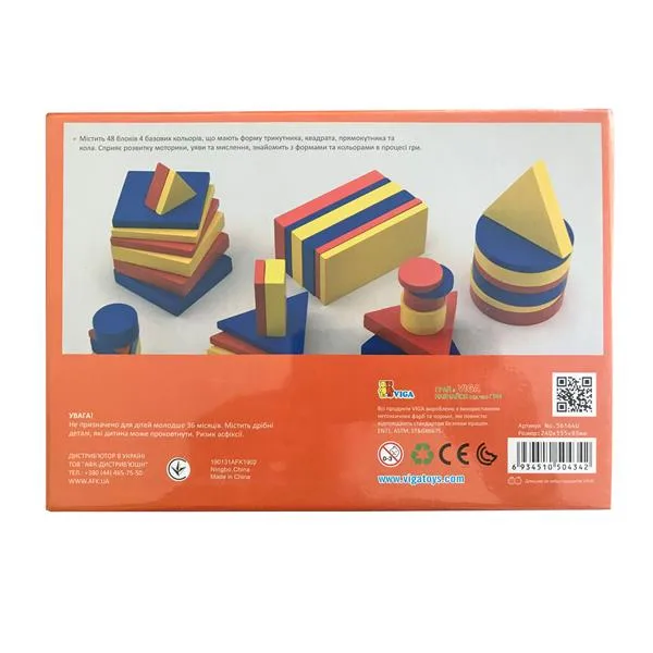 Набор для обучения Viga Toys Логические блоки разноцветные 48 деталей