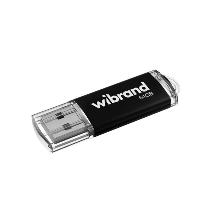 Флеш-пам'ять USB Wibrand 64ГБ пластик чорна USB 2.0 з кришкою