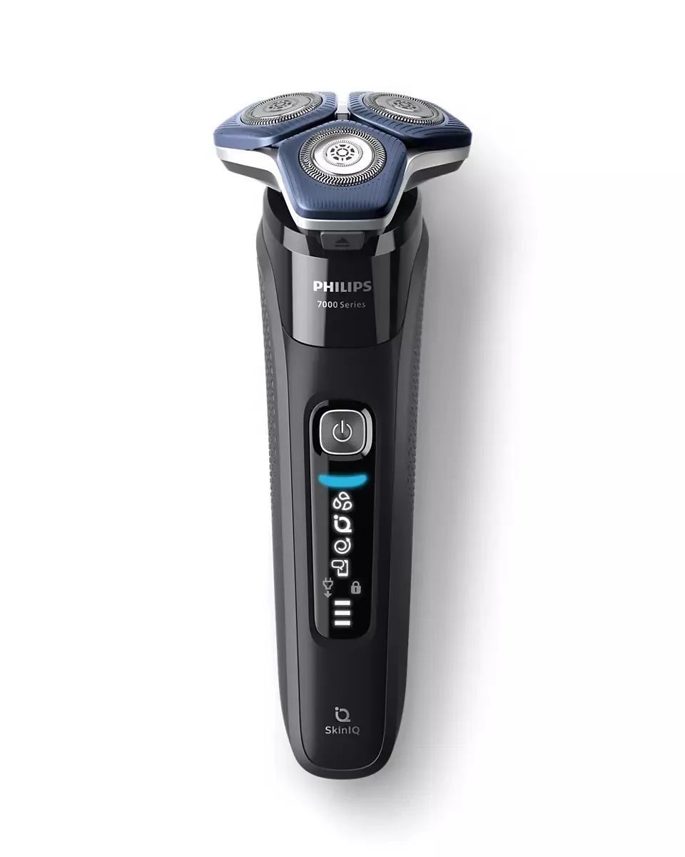 Електрична бритва Philips роторного типу Series 7000, 3 бритвені головки, Li-Ion, для сухого та вологого гоління, з тримером, чорн