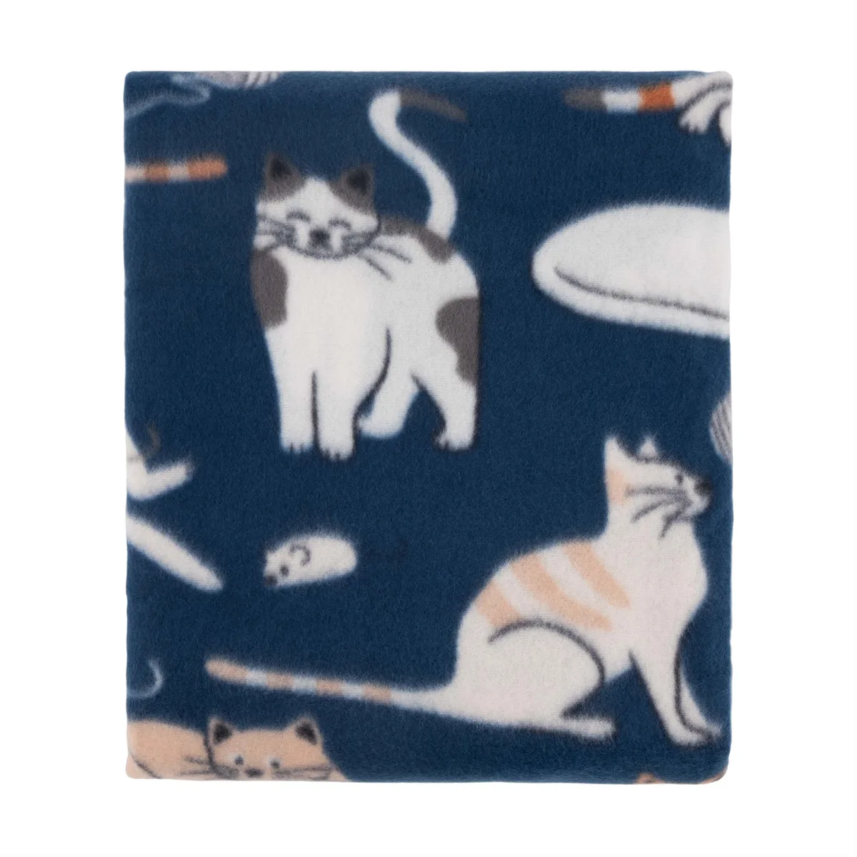 Плед ARDESTO Fleece 130x160см, 100% поліестер, з котиками, синього кольору.
