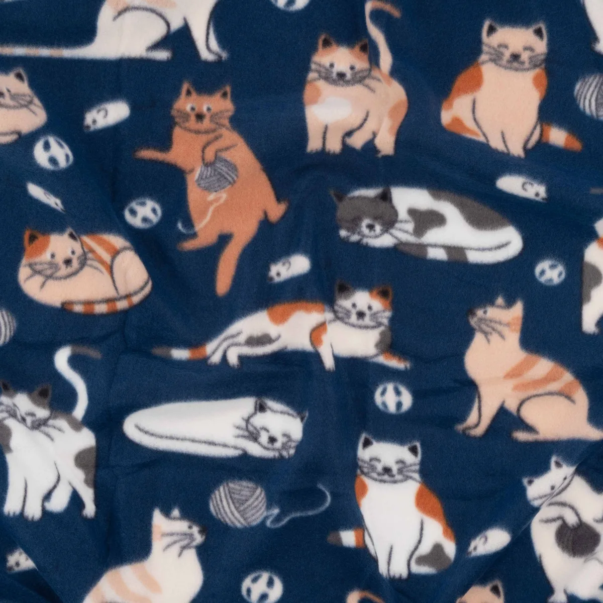 Плед ARDESTO Fleece 130x160см, 100% поліестер, з котиками, синього кольору.