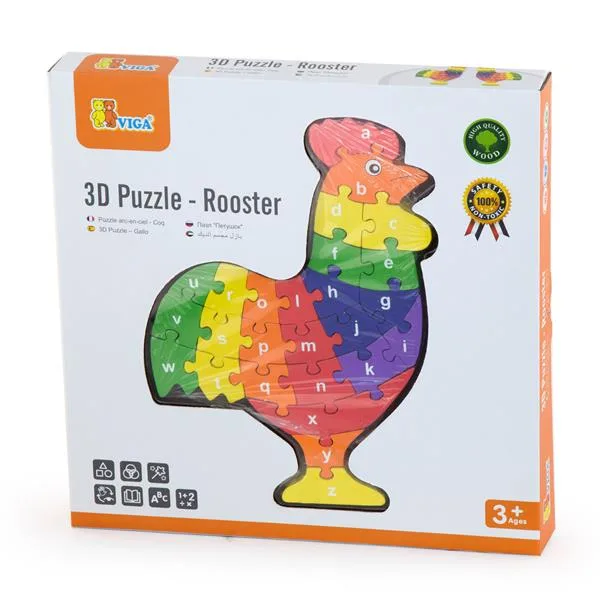 Дерев'яний пазл Viga Toys 28х28 см різнокольоровий