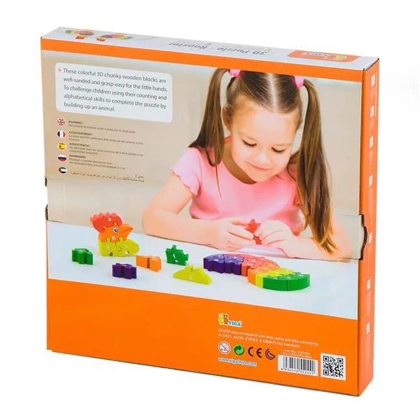Дерев'яний пазл Viga Toys 28х28 см різнокольоровий