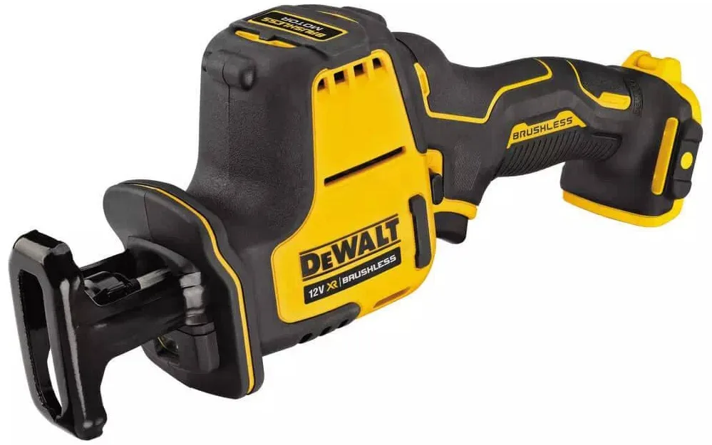 Акумуляторна шабельна пила DeWalt XR Li-ion 10.8/12В, глибина пропилу 90мм, швидкість 0-2800 об/хв, вага 1.38кг, без акумулятора т