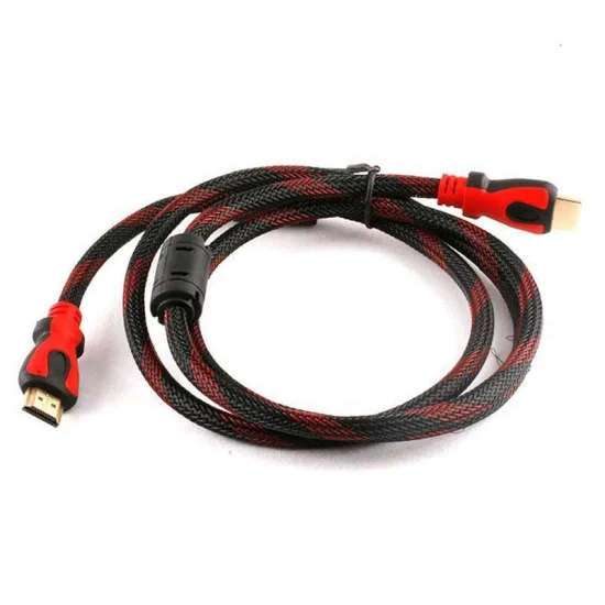 Кабель HDMI нейлоновий 5 м чорний червоний