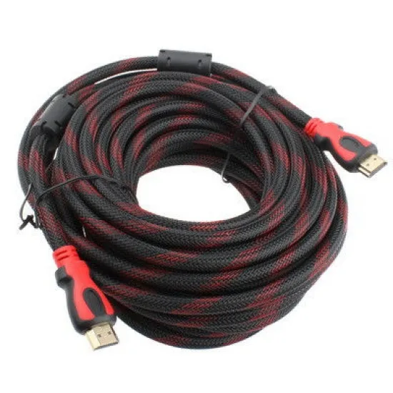 Кабель HDMI нейлоновий 5 м чорний червоний