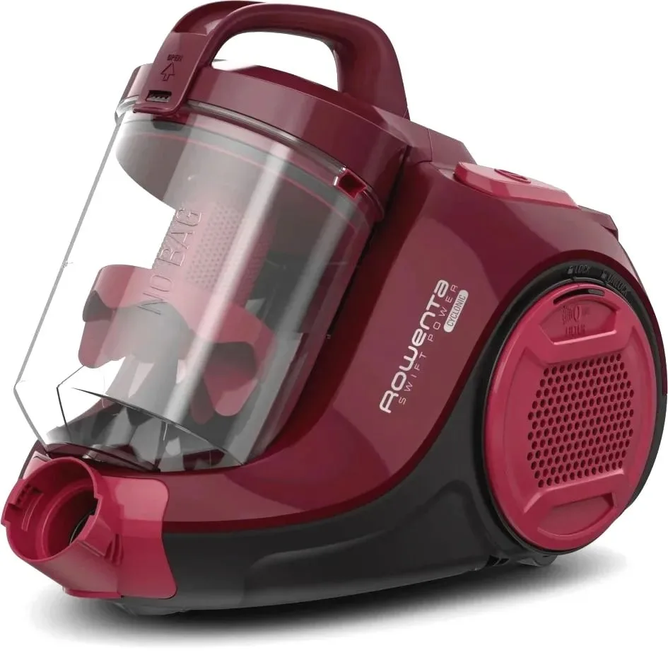 Пилосос Rowenta Compact Power Cyclonic, 750 Вт, контейнерний, об'єм 1.2 л, фільтр HEPA, червоний.