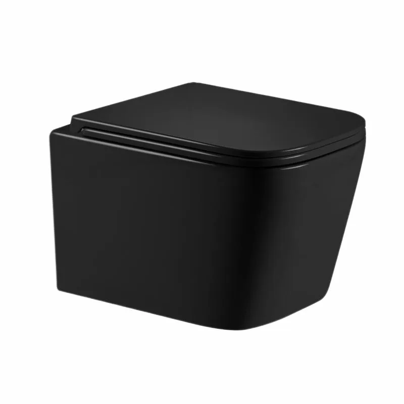 Підвісний унітаз Qtap Crow Ultra Quiet безобідковий керамічний 485x340x290 мм чорний
