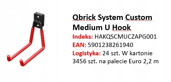 Тримач для інструментів Qbrick металевий 61x142x118 мм червоний U-подібний