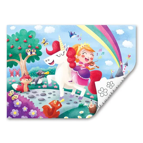 Пазл Hape картонний 30х26 см Єдинороги з розмальовкою