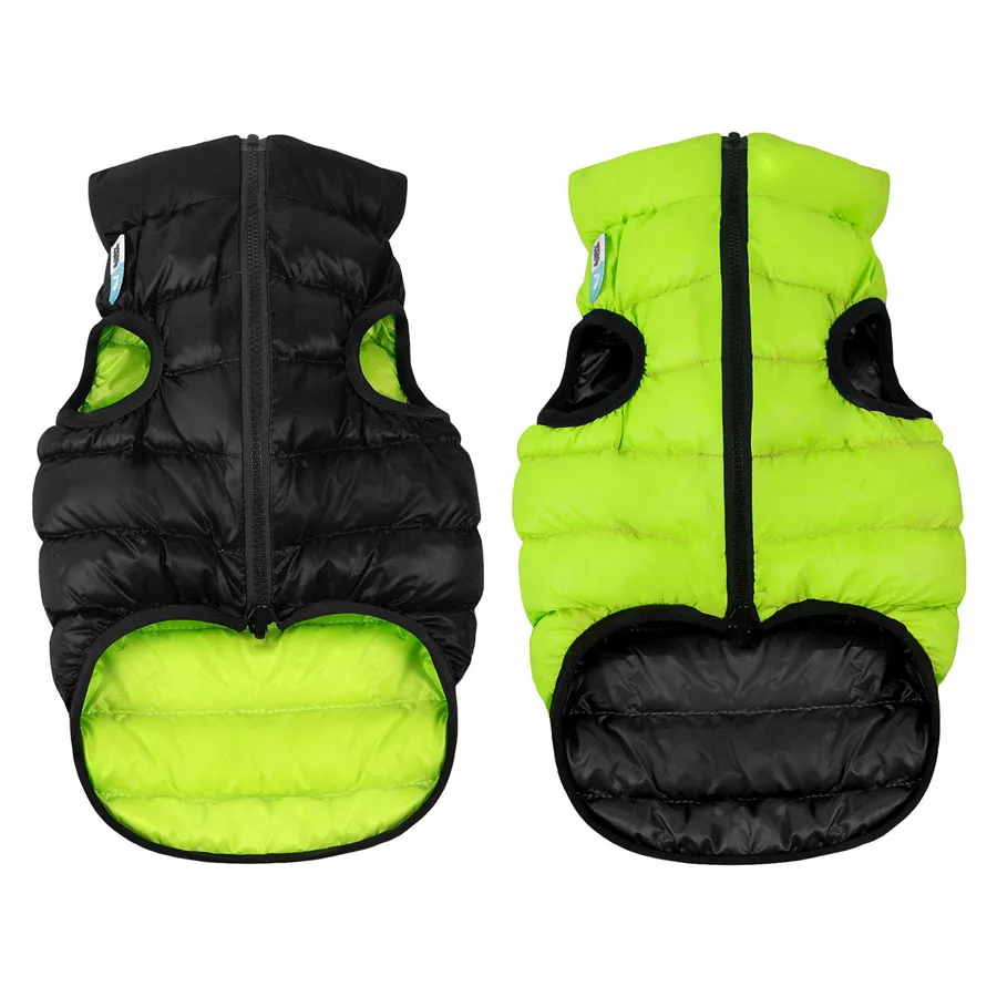 Курточка для собак двостороння AiryVest S35 32-35 см Нейлон салатово-чорна