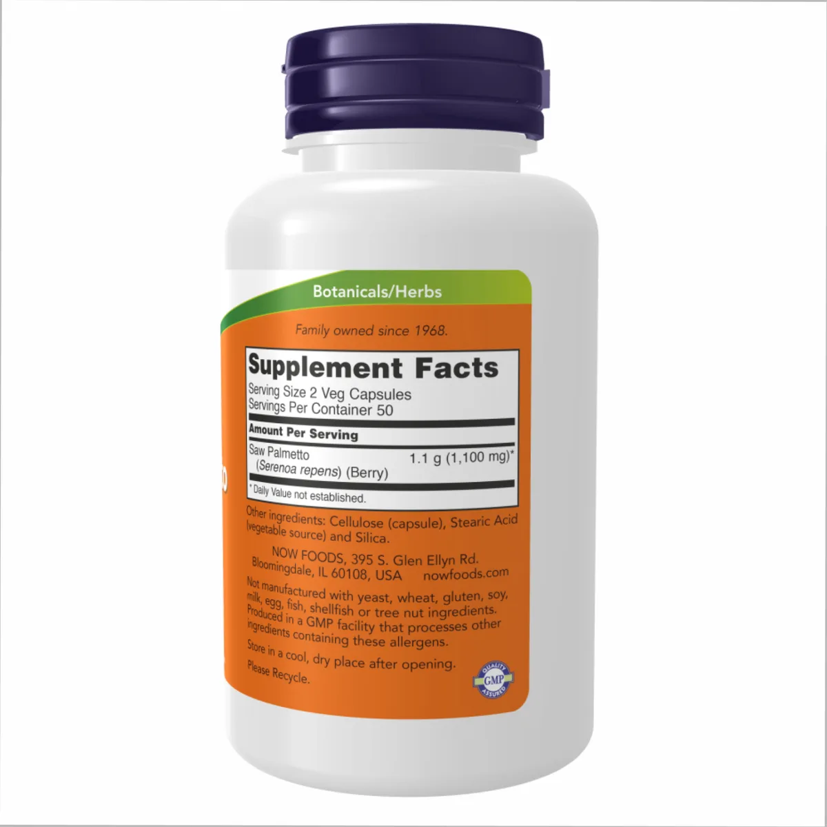 Saw Palmetto 550mg 250 капсул Now Foods растительная добавка для поддержки предстательной железы