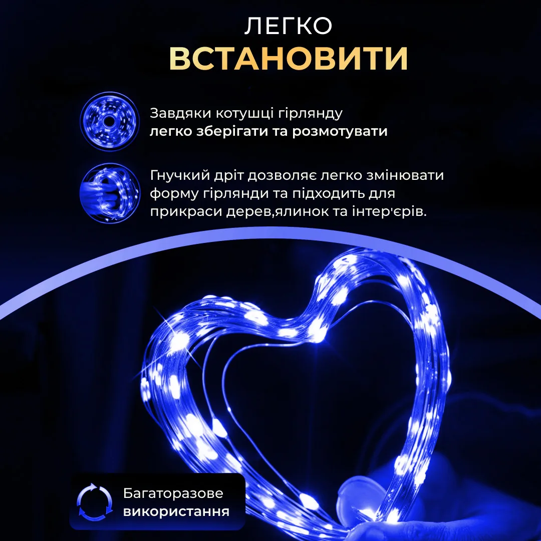 Гірлянда світлодіодна 100 метрів 1000 LED крапля зелений дріт синій
