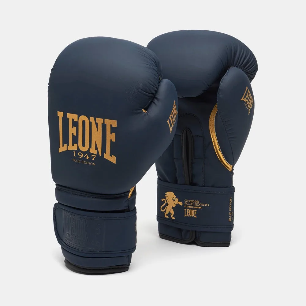 Боксерські рукавиці Leone штучна шкіра 16 унцій сині з капою