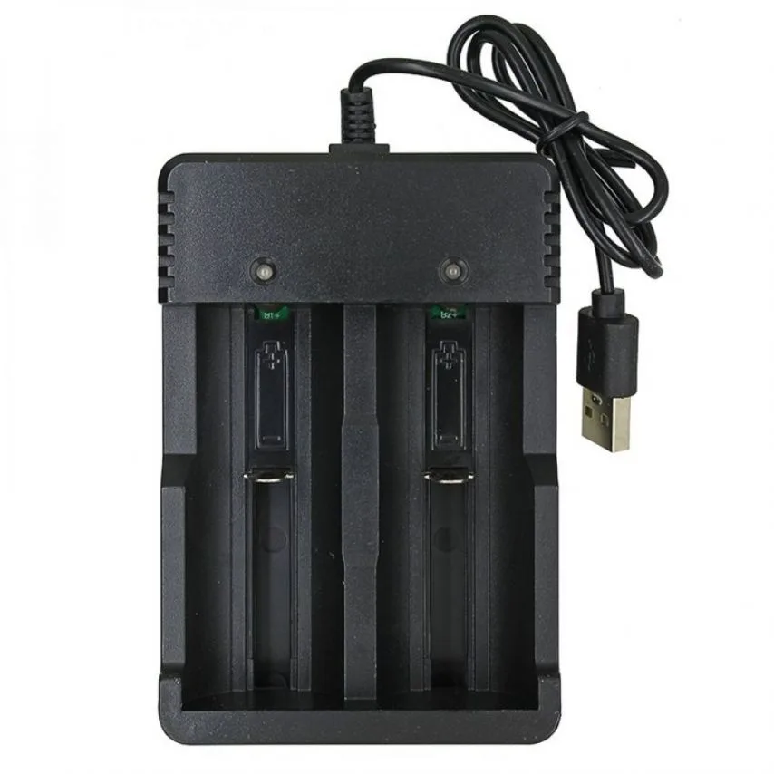 Зарядний пристрій для акумуляторів 2 слоти USB 110х79х36 мм Чорний