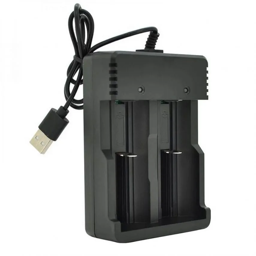 Зарядний пристрій для акумуляторів 2 слоти USB 110х79х36 мм Чорний