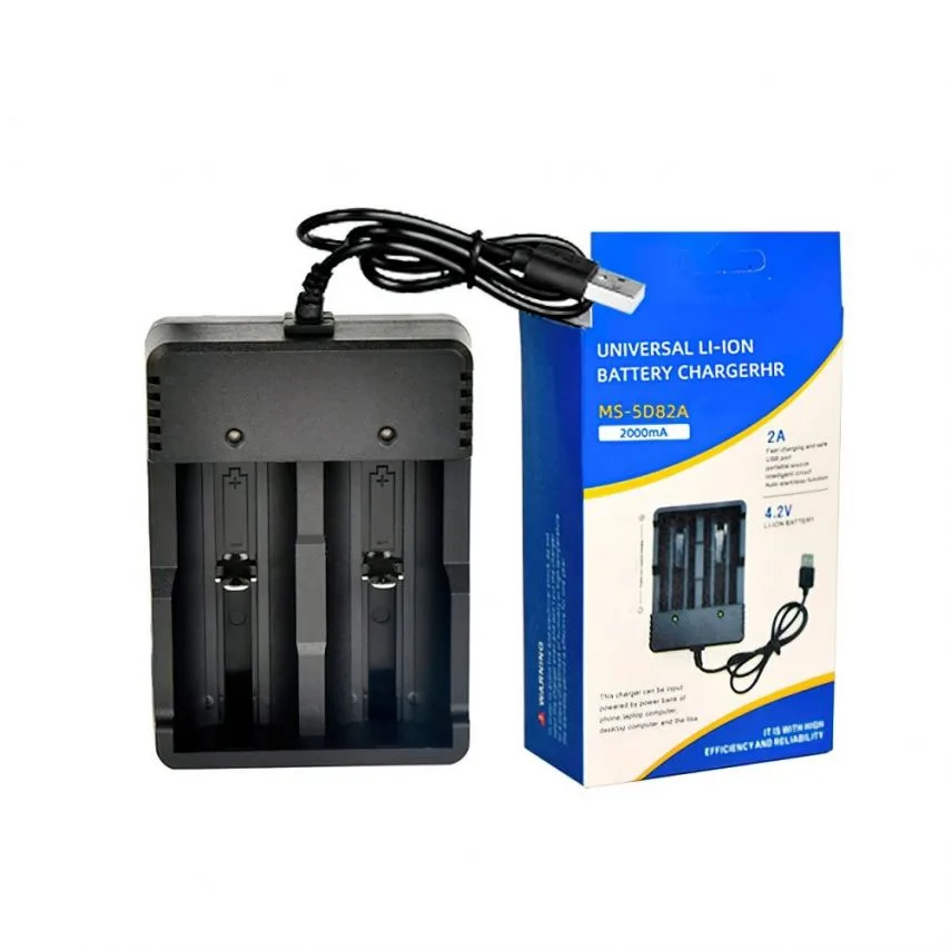 Зарядний пристрій для акумуляторів 2 слоти USB 110х79х36 мм Чорний