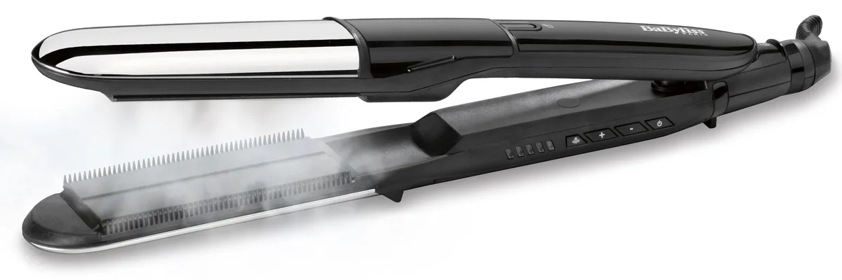 Випрямляч волосся Babyliss Steam Mist, 67Вт, 5 температурних режимів, 150-235°C, керамічне покриття, чорний.