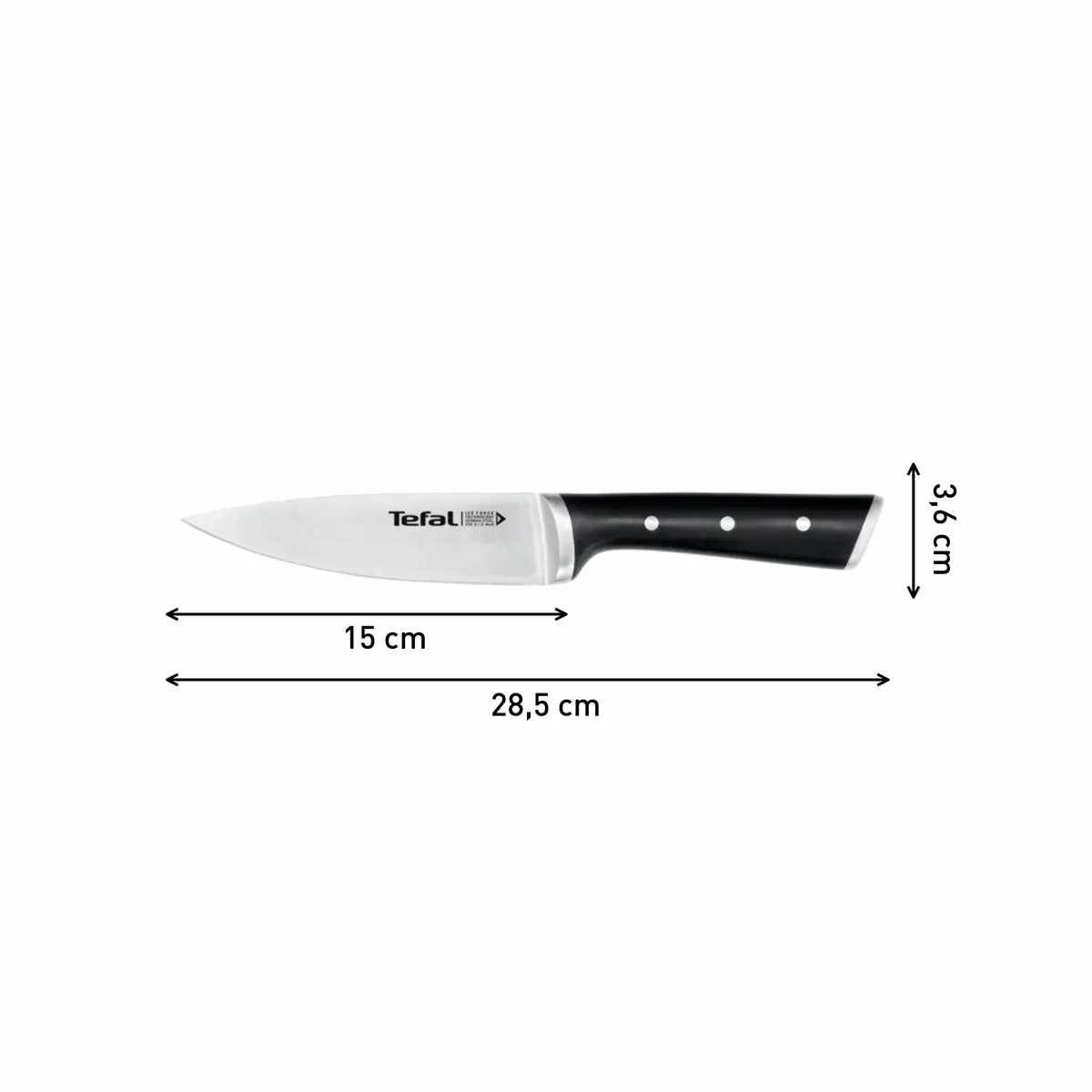 Кухонний ніж для шеф-кухаря Tefal Ice Force, 15 см, зі сталі нержавіючої, ручка з пластику.