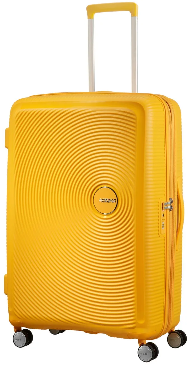 Чемодан American Tourister, Soundbox, полипропилен, большой, 77см, 97/110л, TSA, 4 колеса, EXP, желтый