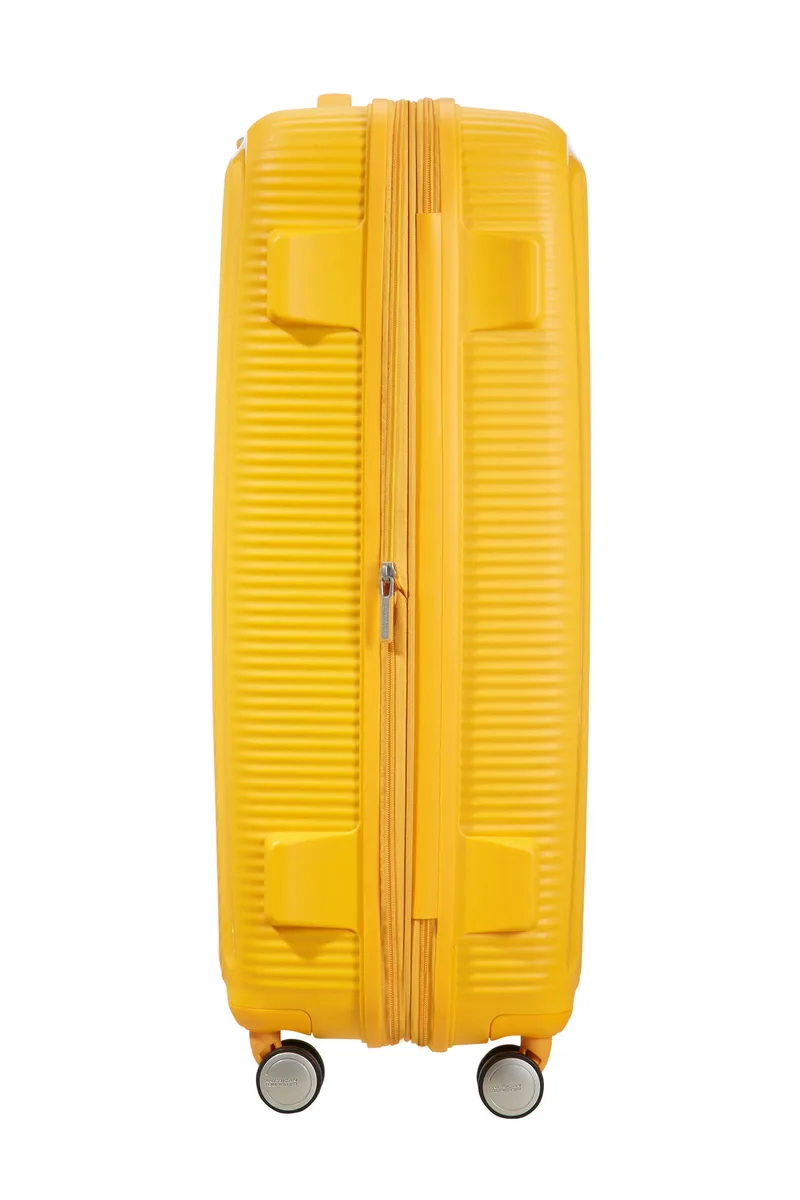 Чемодан American Tourister, Soundbox, полипропилен, большой, 77см, 97/110л, TSA, 4 колеса, EXP, желтый