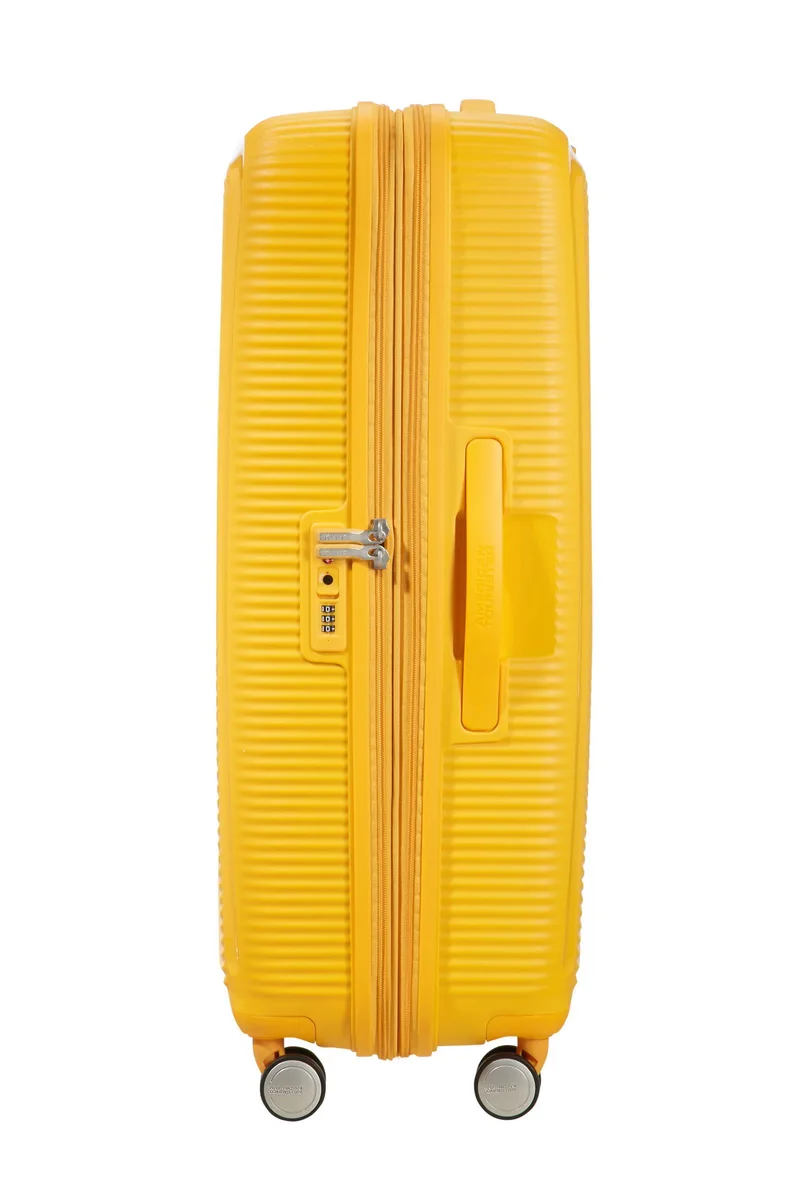 Чемодан American Tourister, Soundbox, полипропилен, большой, 77см, 97/110л, TSA, 4 колеса, EXP, желтый