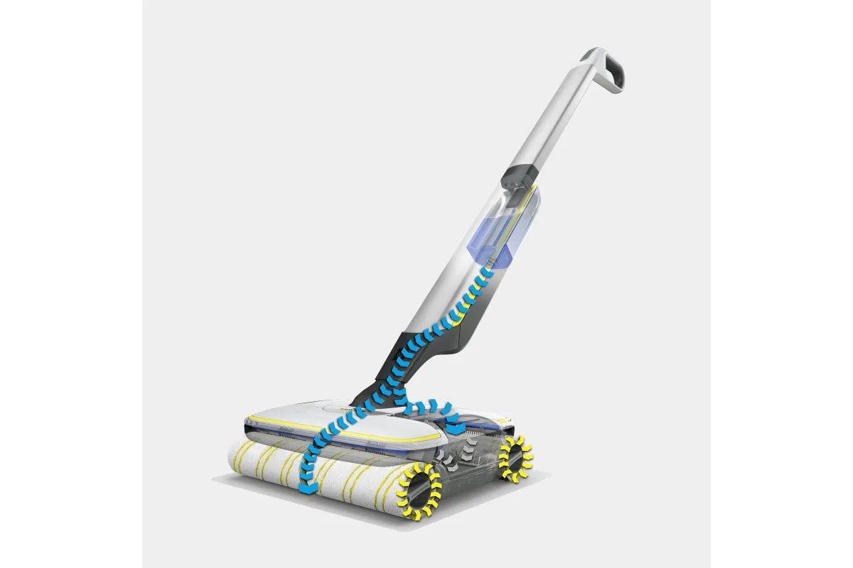 Безпроводна підлогомийна машина Karcher FC 7, об'єм води - 0.4 л, автономна робота до 45 хв, вага - 4.3 кг, сріблястий.