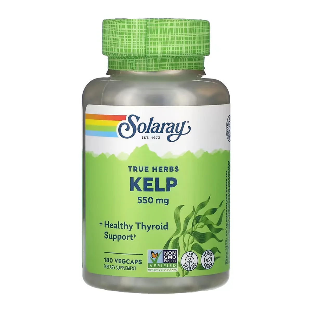 Kelp 550mg веганські капсули 180 шт Solaray Non-GMO підтримка щитовидної залози
