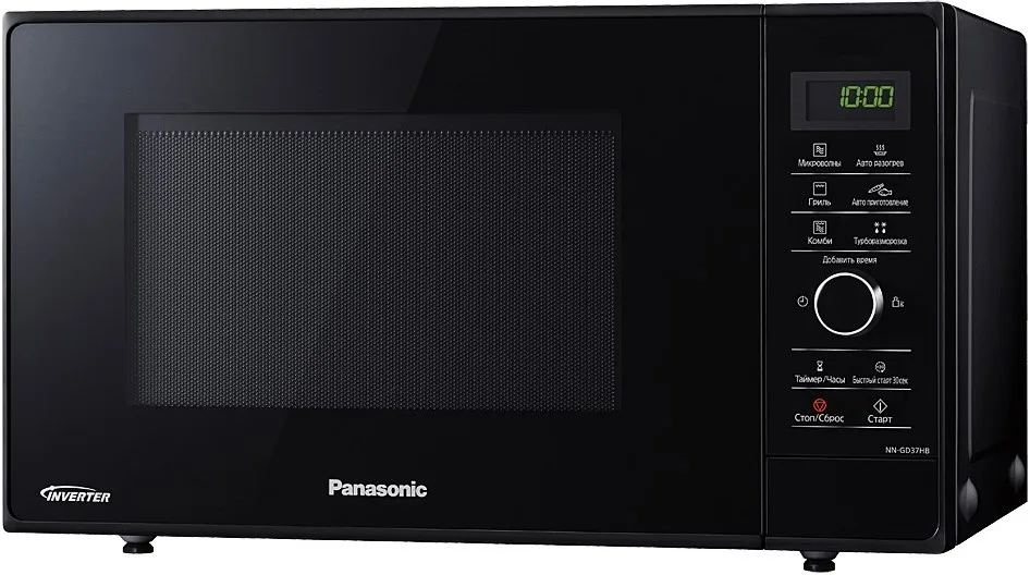 Мікрохвильова піч Panasonic, об'єм 23 л, електронне управління, потужність 1000 Вт, з дисплеєм, чорного кольору.