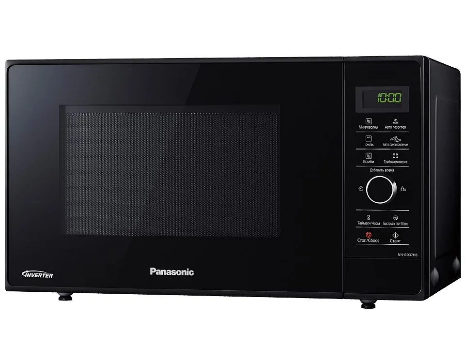 Мікрохвильова піч Panasonic, об'єм 23 л, електронне управління, потужність 1000 Вт, з дисплеєм, чорного кольору.