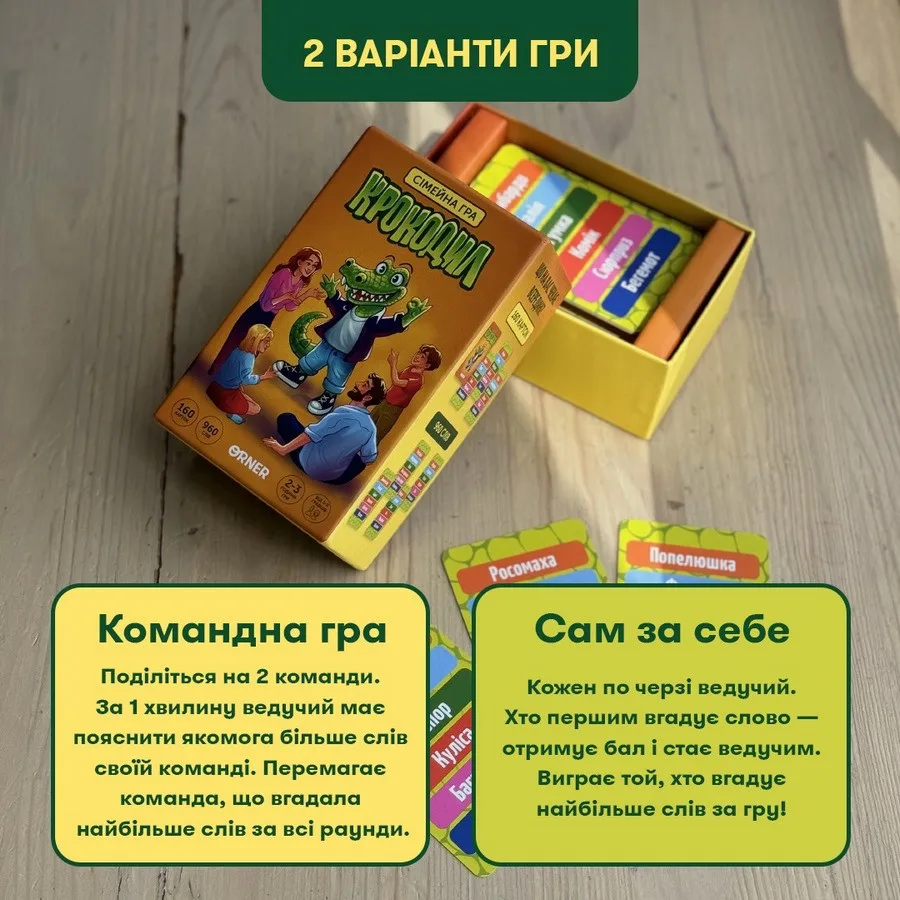 Карткова гра Крокодил 160 карток для всієї родини картон різні кольори
