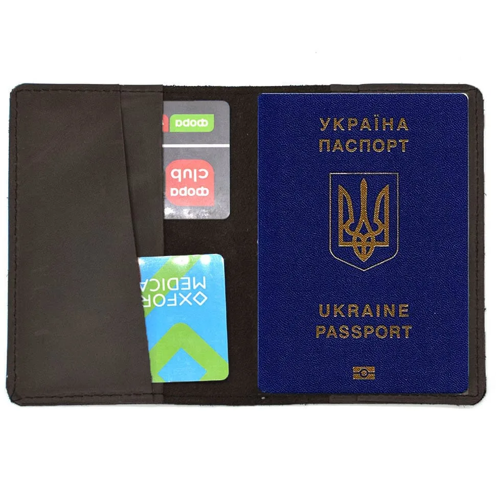 Кожна обкладка для паспорта TARWA коричнева з конячої шкіри для документів військовий білет.