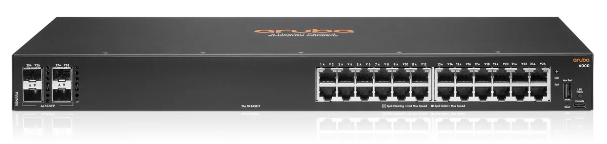 Комутатор HPE Aruba 6000, 24xGE, 4xGE SFP ports, LT Warranty