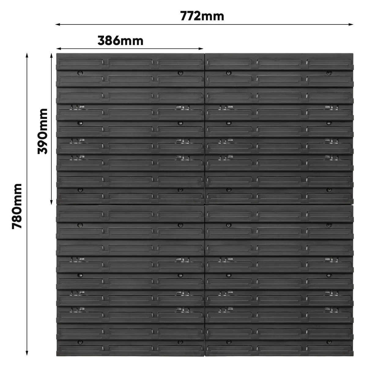 Настінна панель Kistenberg пластикова 78х78 см 63 контейнери чорні з кришками