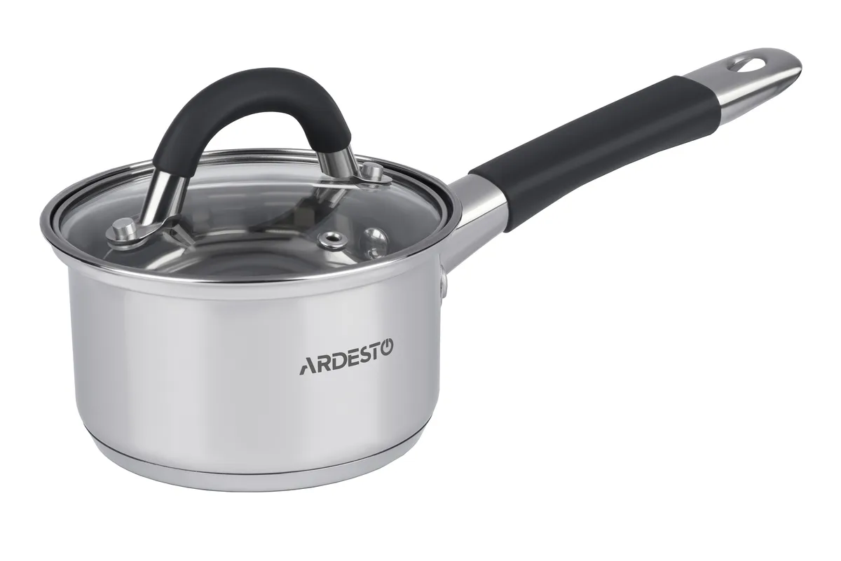 Ківш з прозорою кришкою ARDESTO Gemini Salerno, 0.8л, нержавіюча сталь, силікон.