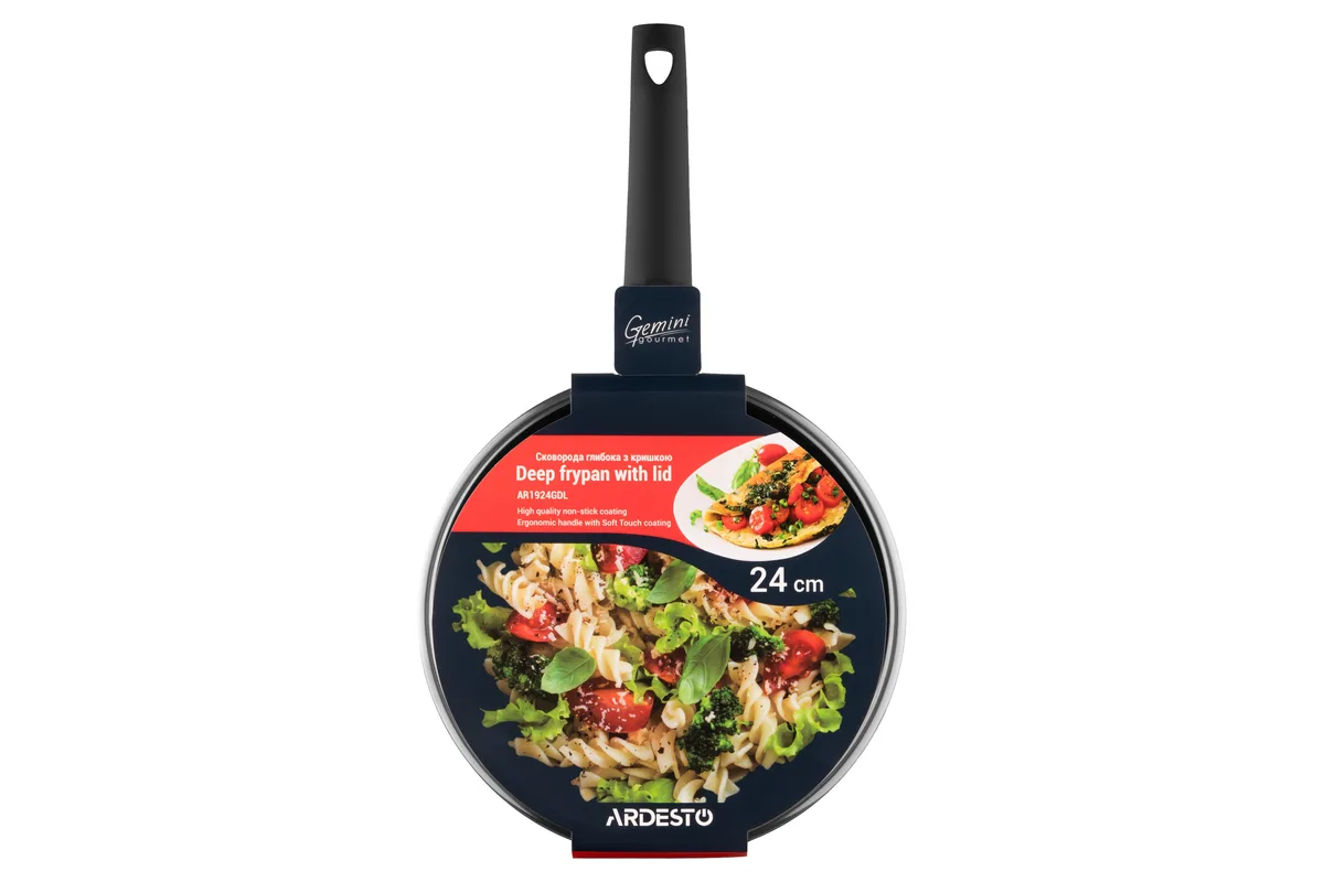 Глибока каструля з кришкою ARDESTO Gemini Gourmet Viareggio, 24 см, алюміній, чорного кольору.