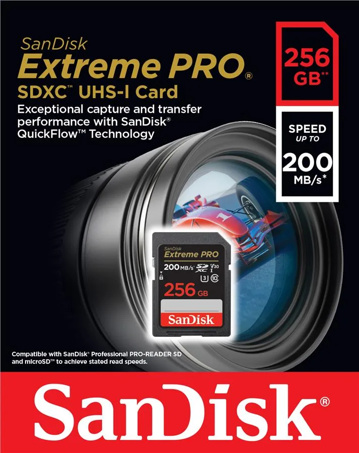 Карта пам'яті SanDisk SD 256ГБ UHS-I V30 140МБ/с Чорна